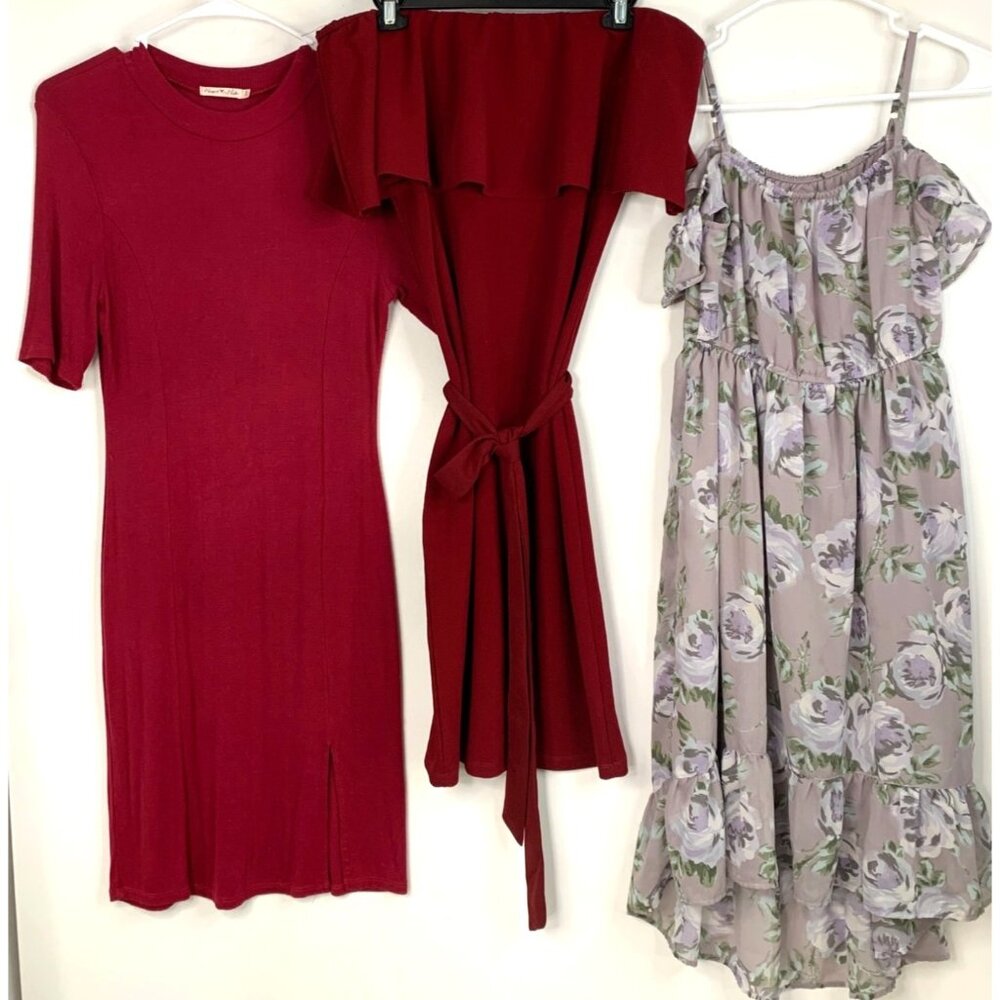 Lot Of 3 Womens Dresses Size Large Jr Summer RBB10454 Hi Low Slit Off Shoulder